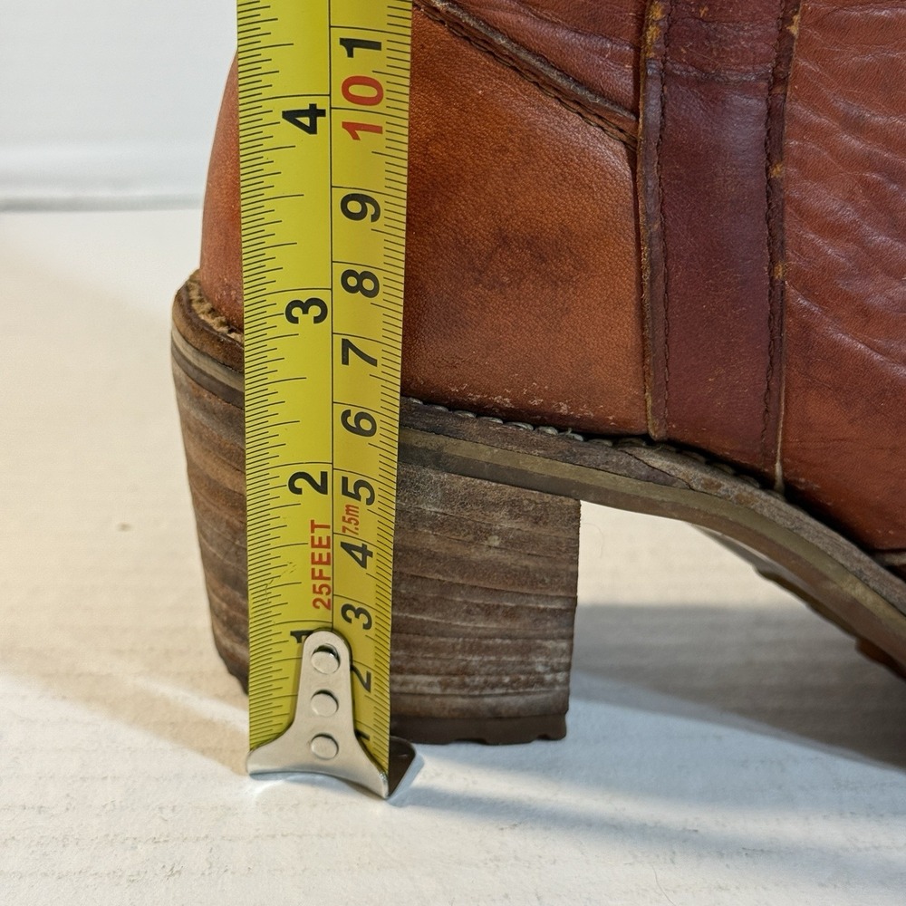 VTG Frye Campus Boots Sz 6 70s Knee High Cuff Black Label Cognac Orig Box USA - Picture 9 of 16